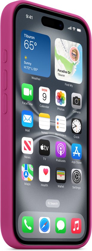 Apple Silicone Backcover MagSafe voor de Apple iPhone 16 - Fuchsia