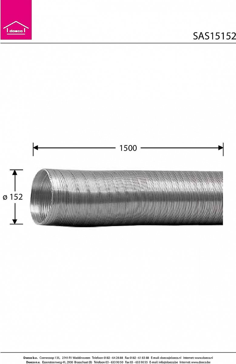 Afvoerslang - 1,5-mtr - 152mm.