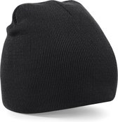 Beechfield Beanie Wintermuts - zwart - warme gebreide muts - volwassenen - 100% polyacryl