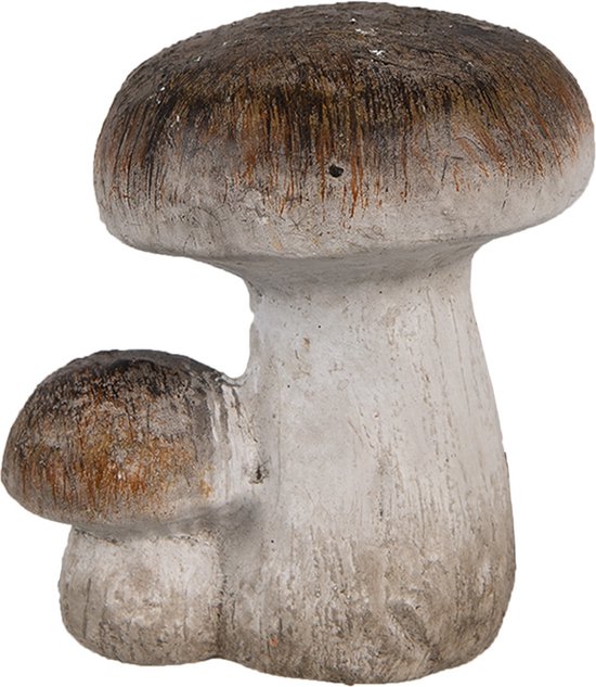 Clayre & Eef Decoratie Paddenstoel 6x5x7 cm Bruin Wit Keramiek Herfst decoratie