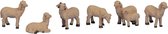 Schapen beeldjes - 6x stuks - wit - 2,5 - 4 cm - kunststof -miniatuur beeldjes/dierenbeeldjes