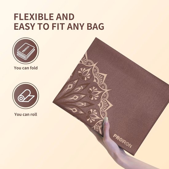 Yoga Mat - Fitness Mat - Thuis en Buiten - Hygiënisch Opvouwbaar - 173 x 61 cm - Bruin — afbeelding 5