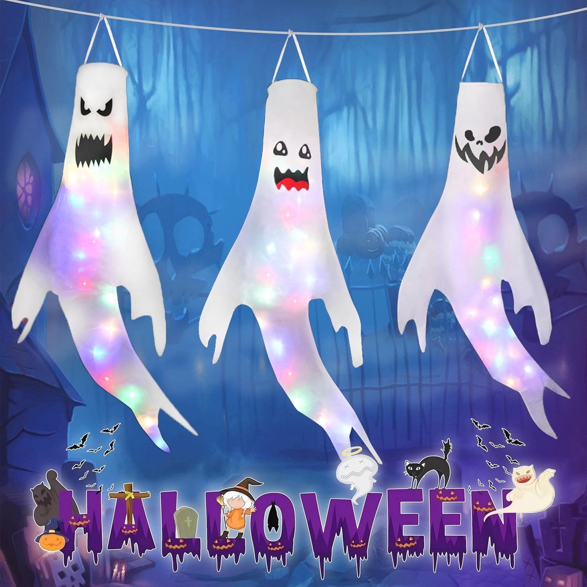 Halloween Massage Gun met Gekleurde LED Verlichting - afbeelding 3