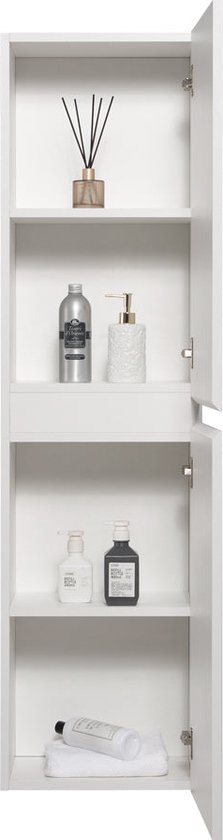 Wastafelonderkast Mauro 60cm met deur & 2 lades - eik/wit Modern