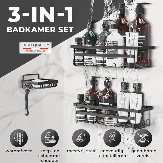Tiger doucherek ophangbaar 2-store 25cm zwart kopen? Accessoires Tiger doucherek ophangbaar 2-store 25cm zwart kopen? Accessoires