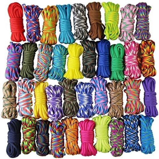 EUBSWA Paracord Set 550 Corde de Nylon, Paracord 26 Couleurs Multifonctionnelle Comprend la Boucle de Corde et des Aiguilles à Coudre, Convient pour