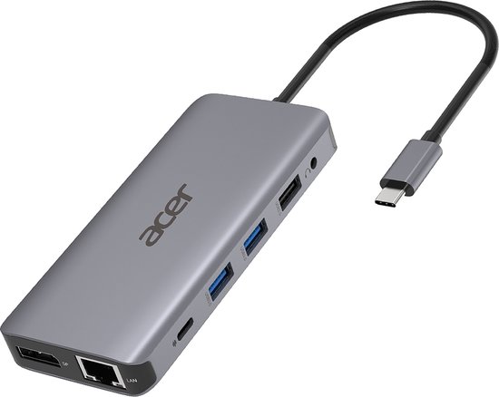 Foto: Acer 12 in 1 docking station laptop usb c 4k hdmi plug play zilver
