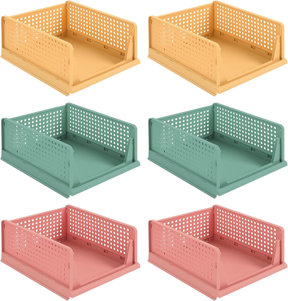 Riokem ® Set van 6 Stapelbare Opbergboxen voor Kast, Slaapkamer, Keuken en Meer