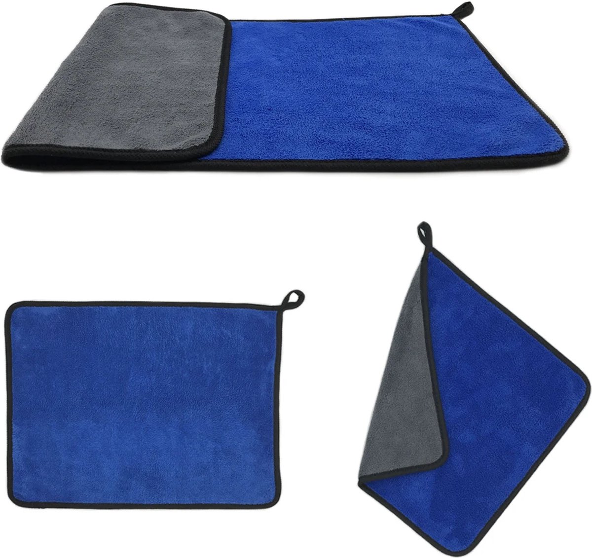 Goedkoopste CHPN - Poetsdoek - Microvezel poetsdoek - Autodoek - Poetsdoek voor auto - Schoonmaken - 2 stuks - Droogdoek - 30/60CM - Blauw/Zwart - Microvezel - Super zachte poets doek