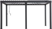 Multi Gazebo luxe autoportant à lattes inclinables en aluminium couverture de pergola avec éclairage LED 406x306cm - résistant aux intempéries