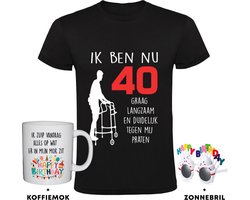 40 jaar Heren T-shirt + Koffiemok + Happy birthday bril - 40e verjaardag - feest - grappig