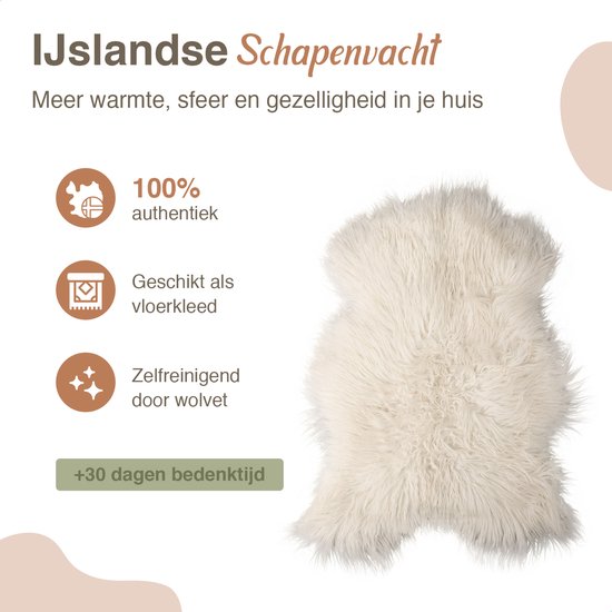 Peau de mouton Islande Wit - L/XL 100-120 cm - Tapis - 100% Réel