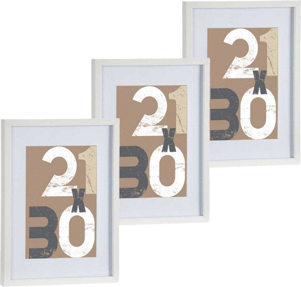 Arte r 3x stuks houten fotolijst - wit - 30 x 40 cm - fotolijstje - met passe-partout - decoratie