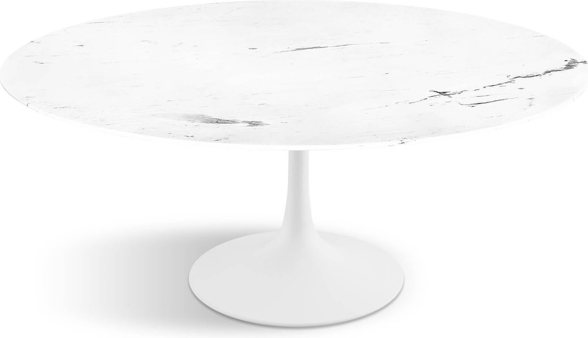 Flute Eettafel Wit Marmer Ovaal