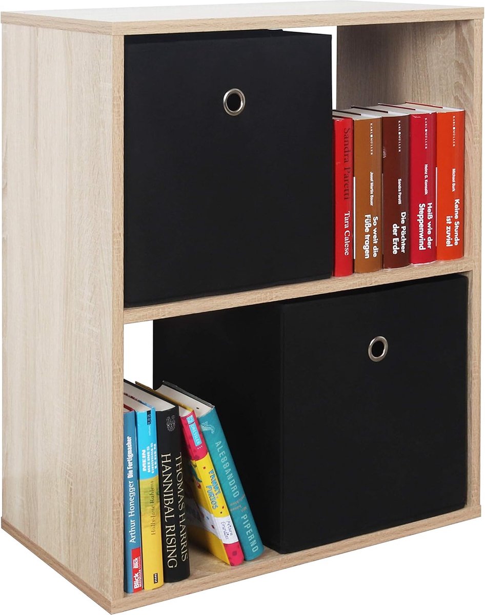 Riokem ® Stijlvolle Multifunctionele Bijzettafel en Boekenkast van Sonoma Eikenhout