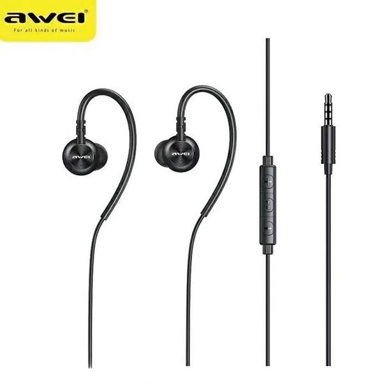 AWEI L3 casque stéréo jack 3,5 mm noir/noir