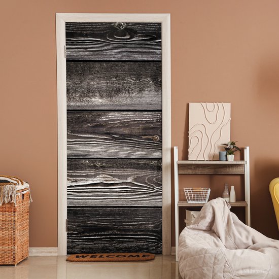 Sticker de porte Rétro - Planches - Bois - Robuste - 90x215 cm - Poster de porte