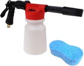 Pistolet de nettoyage à mousse - Raccord tuyau d'arrosage - Lavage voiture - Savon nettoyeur haute pression - Éponge