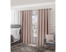Geweven Thermische Verduisterende Gordijnen met Ringen in Blush Roze - Breedte 46 x Lengte 183 cm (116 x 183 cm) - Cali Oogje - Slaapkamer W