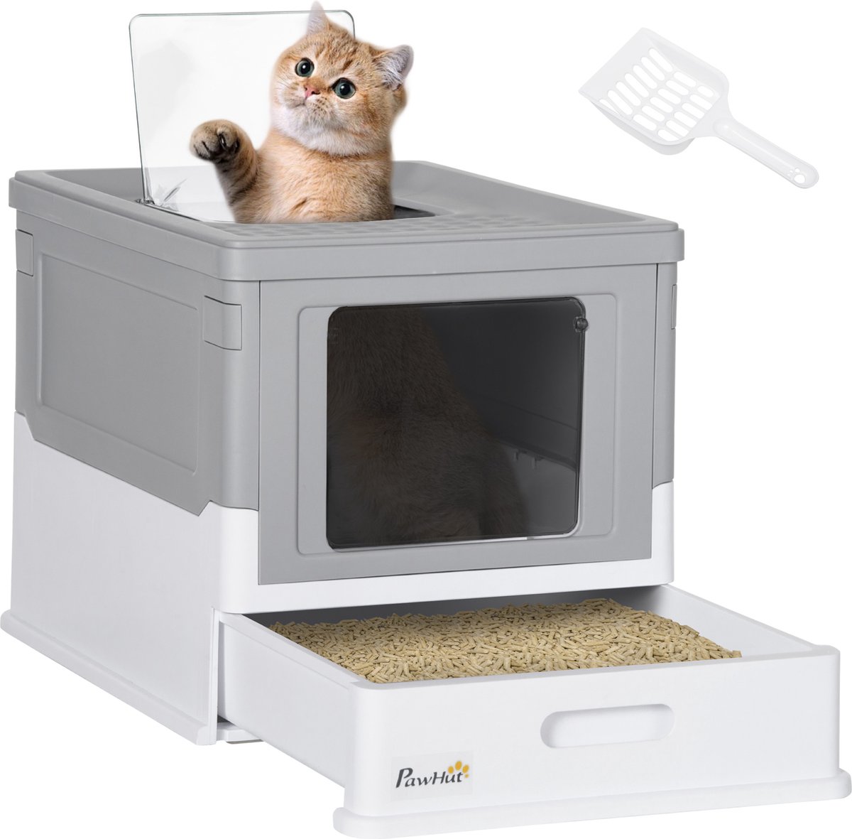 PawHut Katzentoilett mit ausziehbarer Schublade D31-061V00