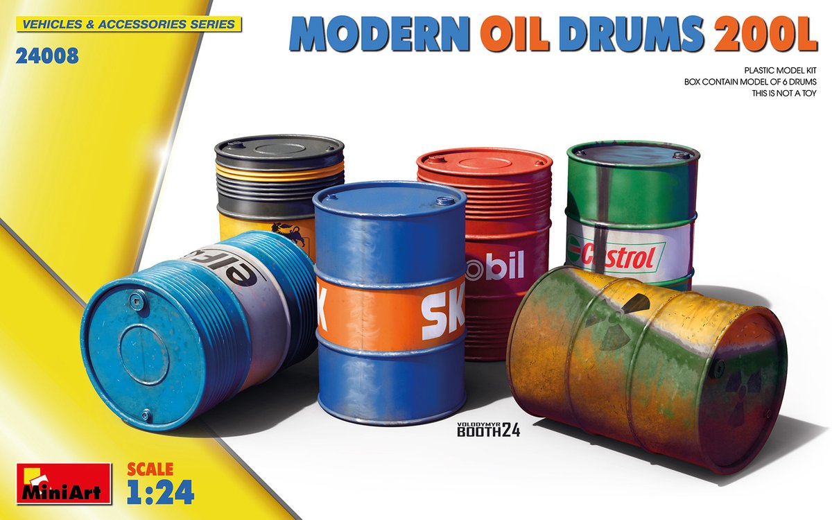 MiniArt Modelbouwpakket Diorama - 24008 Moderne Olievaten 200L voor Diorama Plastic - 1:24 - Modelbouw