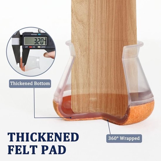 16 stuks 25 x 38 mm rechthoekige, siliconen stoelpootbeschermers, stoeldoppen, meubelbeschermers, tafelpootbeschermers, stoelpootbeschermers om krassen op hardhouten vloeren te voorkomen en lawaai te