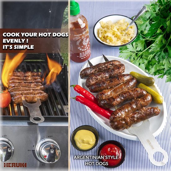 GOLDMAN SERVICE | Kippenspiesset van staal, voor professionele barbecues, universeel reserveonderdeel met 3 dubbele klemmen en 2 zijden met schroeven