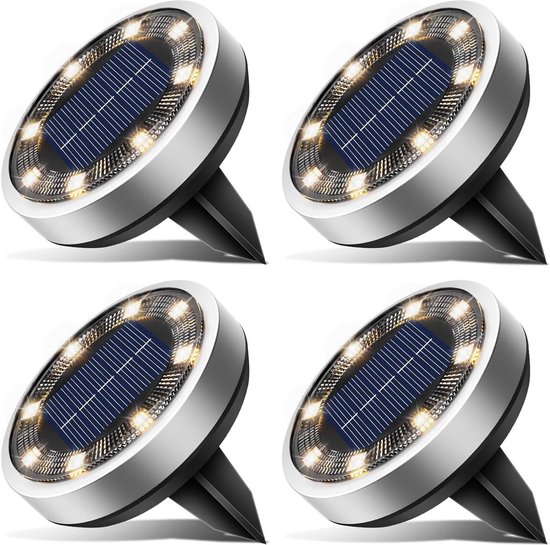 GearLite zonnelampen voor tuin, 4 stuks, warmwit, 1000 mAh batterij, 34 lumen, IP65 waterdicht, tuindecoratie, terras, gazon GearLite zonnelampen voor tuin, 4 stuks, warmwit, 1000 mAh batterij, 34 lumen, IP65 waterdicht, tuindecoratie, terras, gazon