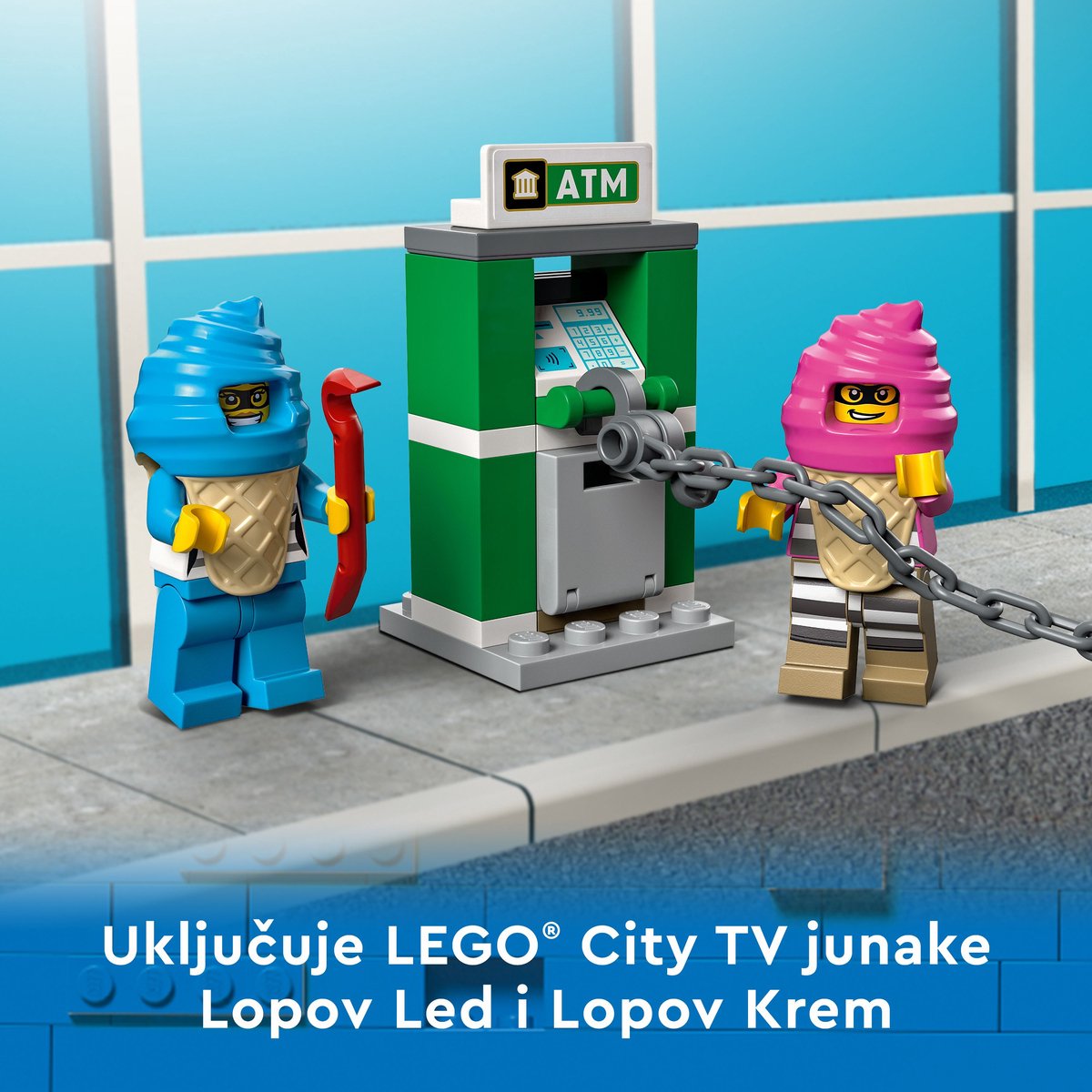 LEGO® City IJswagen politieachtervolging 60314 bouwset voor kinderen vanaf 5 jaar; met een ijswagen met kledderschieter, een onderscheppingsvoertuig van de politie, een geldautomaat en 2 personages uit de LEGO City tv-serie (317 onderdelen) — afbeelding 20