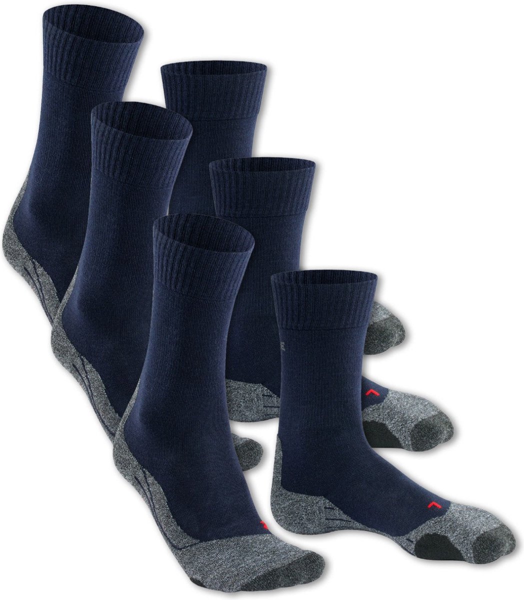 Bundel 3 paar Falke TK2 Wandelsokken Dames Vochtregulerend Anatomisch Vormgegeven Ideaal Voor Transpirerende Voeten marine 41-42 Multicolor