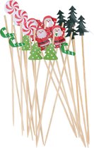 Cocktailprikkers - kerst thema - 20x st - 8 cm - tapas - hapjes - prikkertjes - kerstversiering