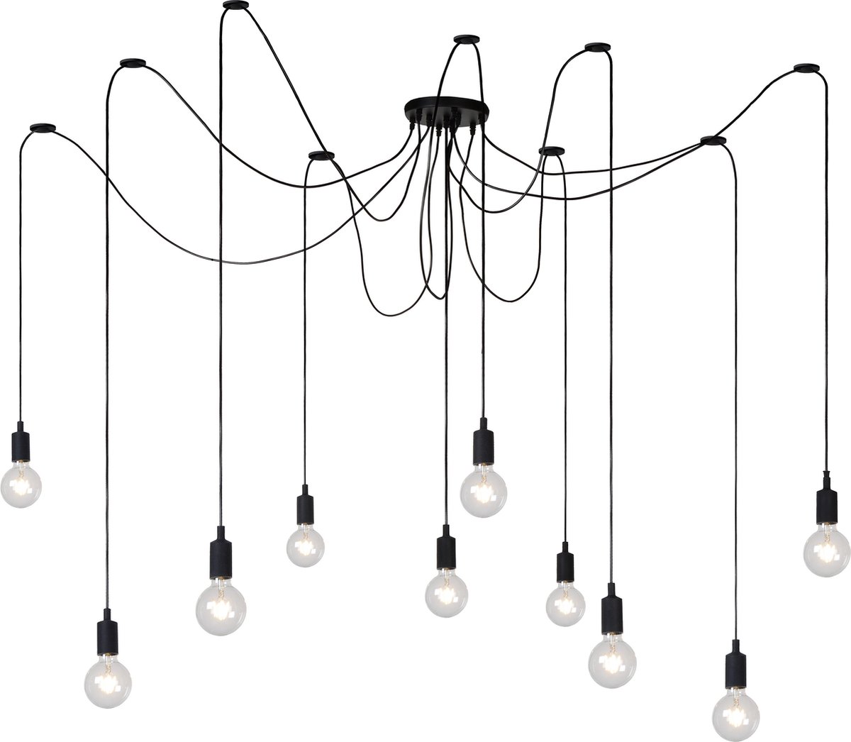 Lucide FIX - Hanglamp - 10xE27 - Zwart