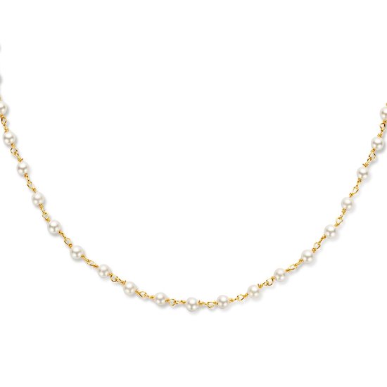 collier argent plaqué or (jaune) synth. perles 40 + 5 cm 1 micron 2102897