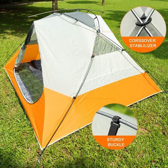 Tent ultralicht voor 2 en 3 personen - 4 seizoenen kamperen backpacken wandelen - dubbele deuren waterdicht eenvoudig op te bouwen — afbeelding 2