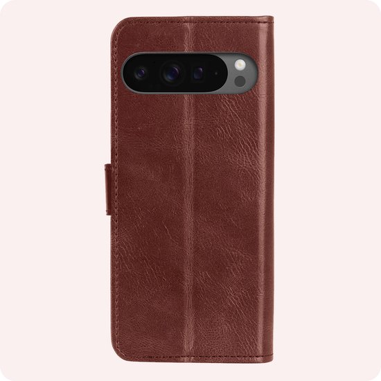 Coque pour Google Pixel 9 Pro Case Book Case Cover Flip Cover Portefeuille Bookcase avec 2x Protecteur d'écran - Marron