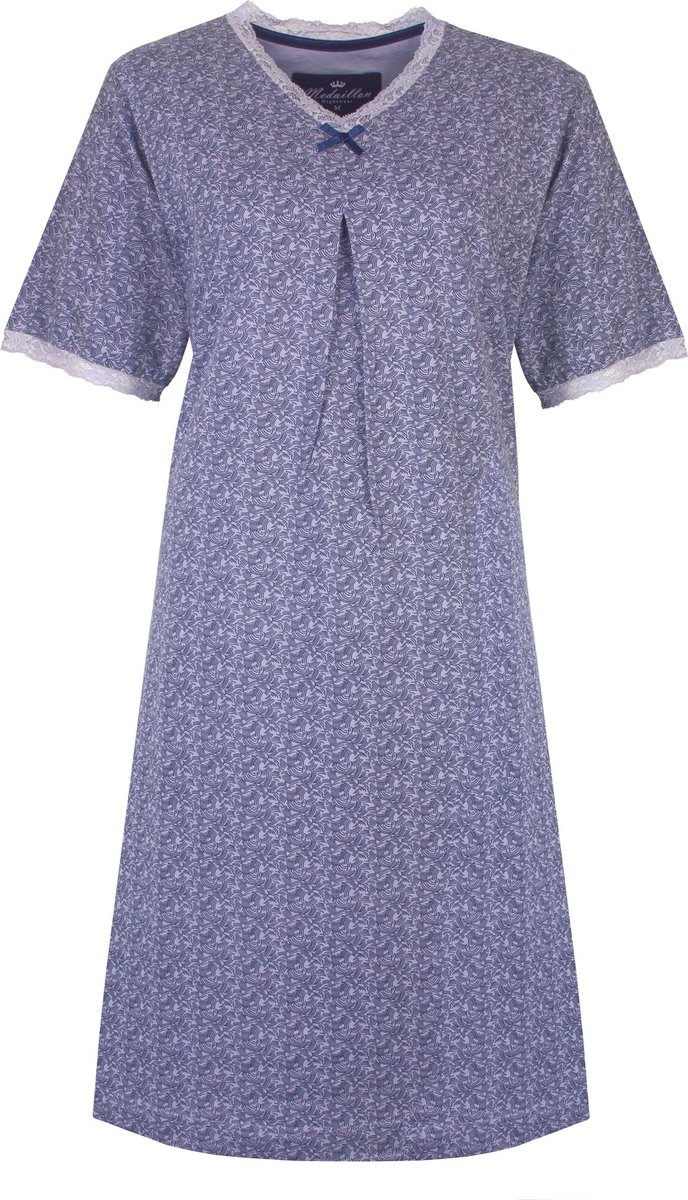 Medaillon Dames Nachthemd - Slaapkleedje - Lavendel Blauw