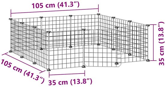 vidaXL - Huisdierkooi - met - 12 - panelen - en - deur, - zwart - 35x35 - cm - staal