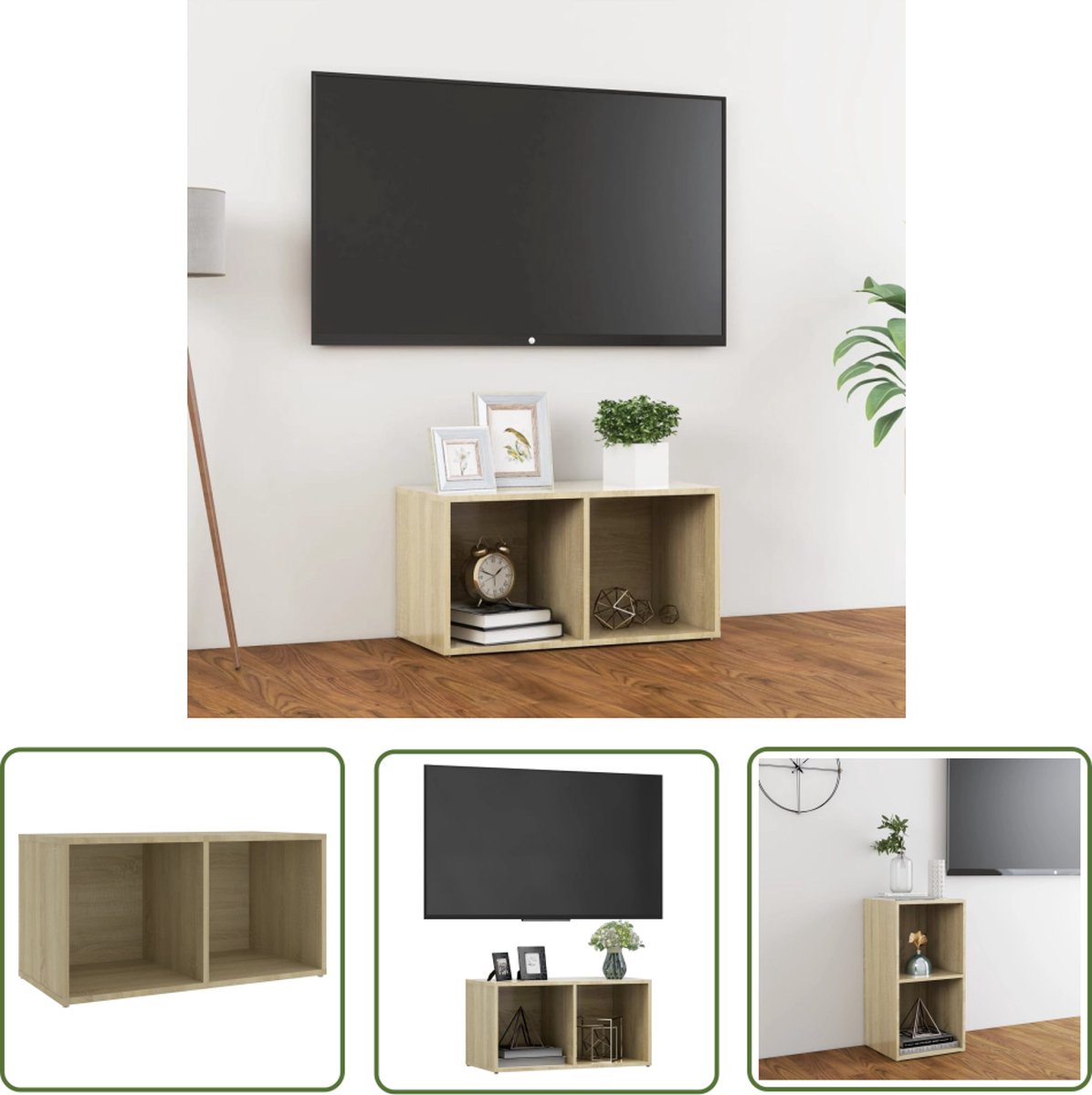 vidaXL Tv Kasten - Televisiescherm - Tv-meubel 72x35x36,5 cm bewerkt hout sonoma eikenkleurig - Salon Meubilair - Houten Tv Stand - Tv Tafel