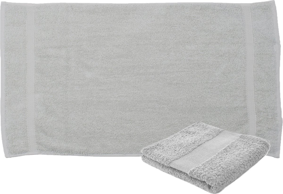 Towelcity Luxe badhanddoek - 2x - lichtgrijs - 50 x 90 cm - 550 grams - Badkamer textiel - Katoen