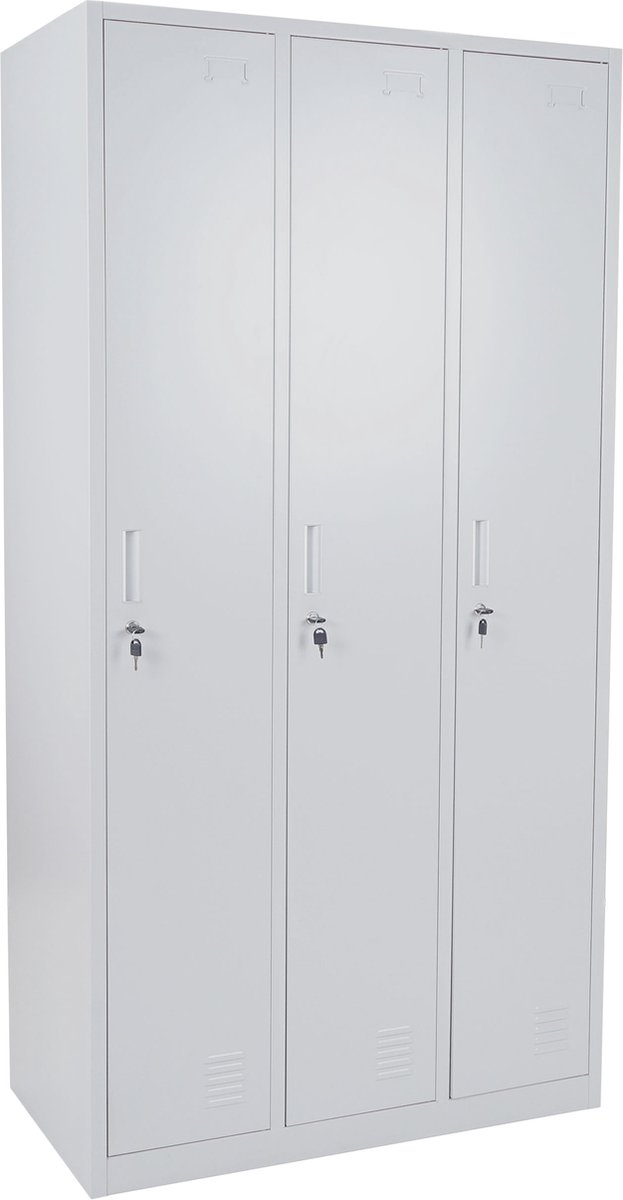 MCW Locker Boston T829, lockerkast Lockerkast, metaal 3 vakken ~ grijs