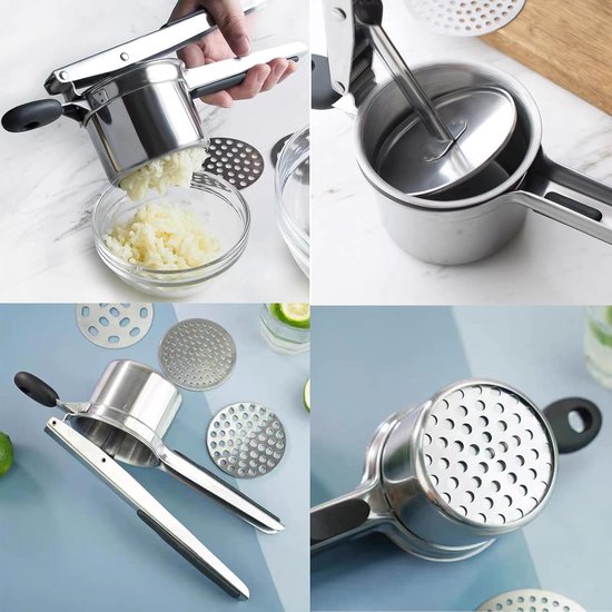 Aardappelpers van roestvrij staal, met de hand bediende roestvrij staal, aardappelpers Aardappelpers van roestvrij staal, met de hand bediende roestvrij staal, aardappelpers