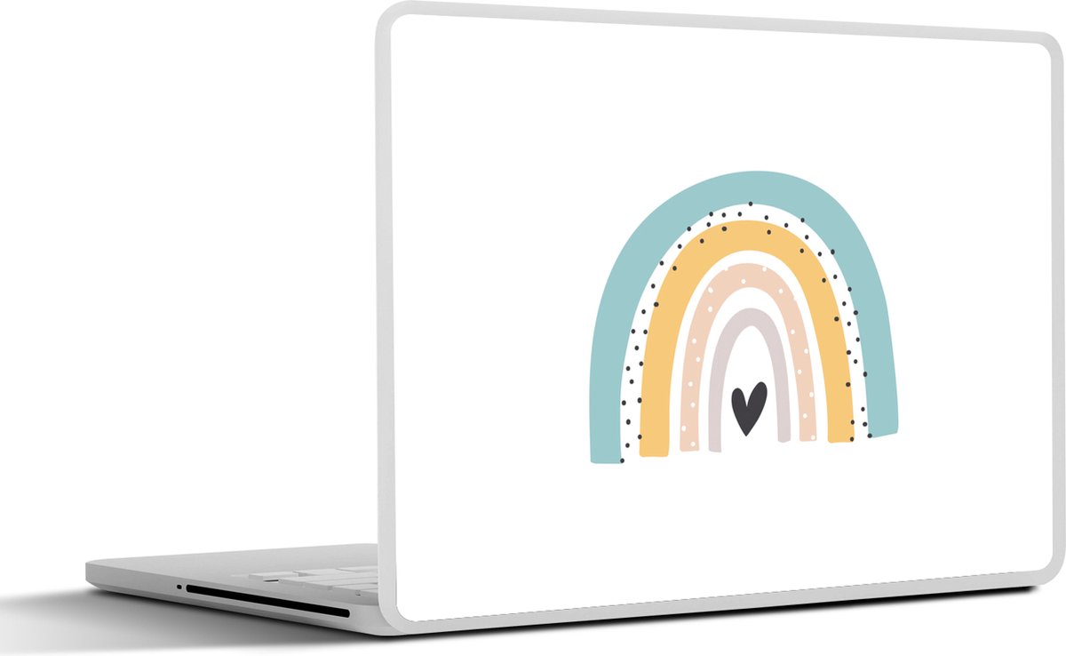 Laptop sticker - 17.3 inch - Regenboog - Meiden - Jongens - Hartje - Pastel - 40x30cm - Laptopstickers - Laptop skin - Cover