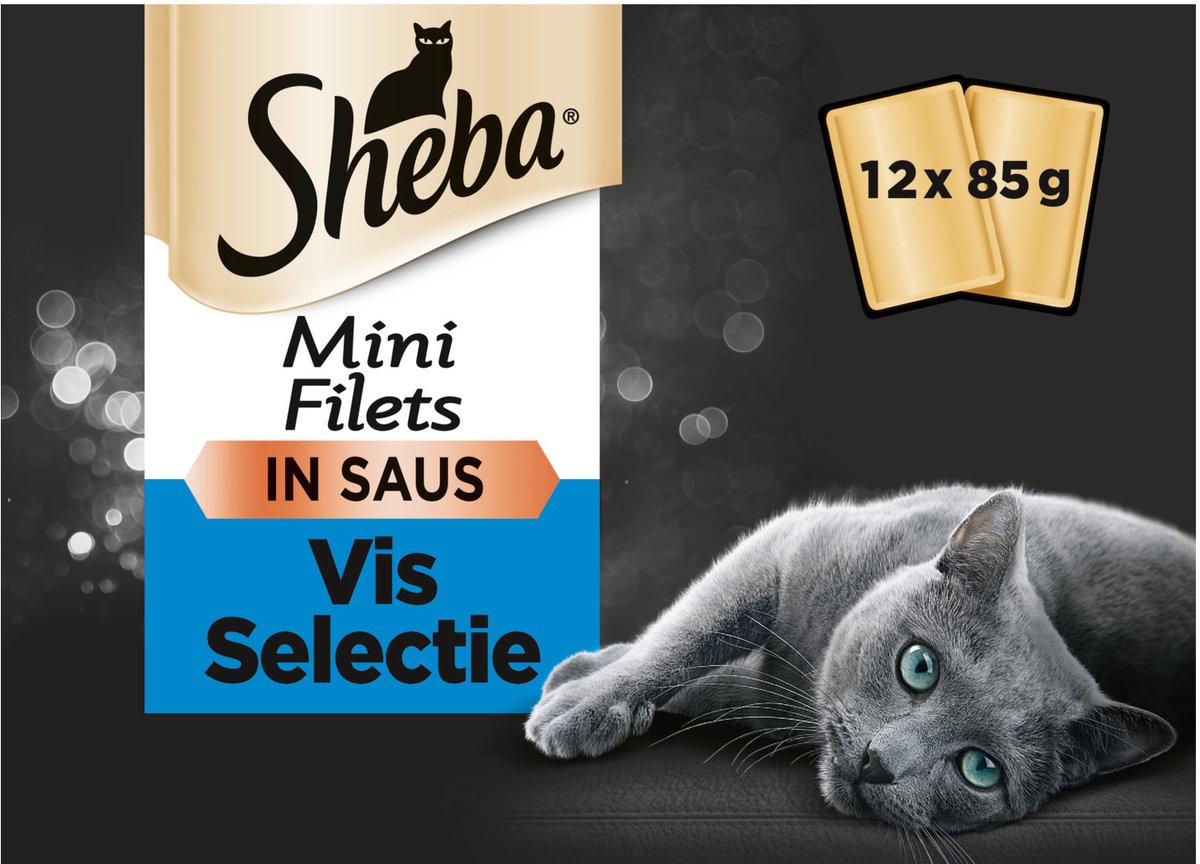 Sheba Mini Filets Vis Selectie in saus natvoer kat (zakjes 85 g) 12 x 85 g