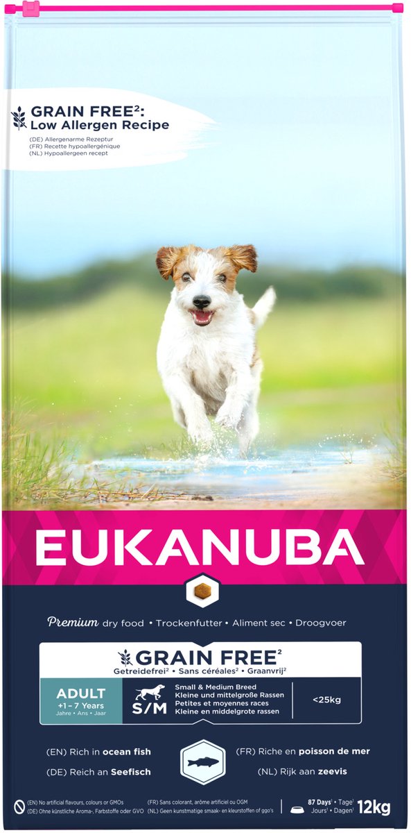 Eukanuba Graanvrij Adult Small/Medium - Hondenvoer - Vis - 12 kg