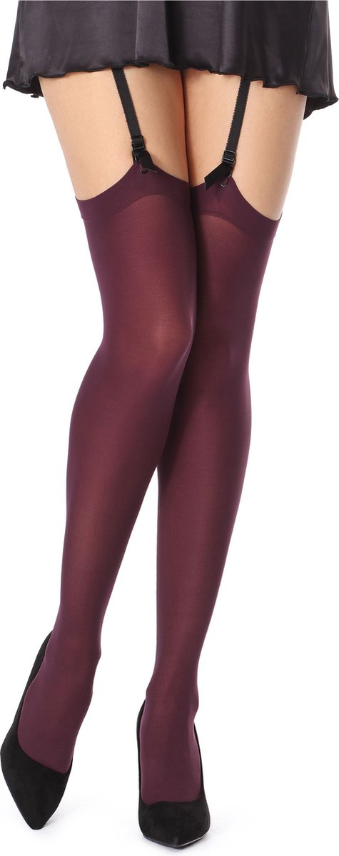 Bellivalini Dames Hold-Up Kousen - 60 Denier - Licht glanzend - Microvezel - Polyamide - BLV-FI-1007 - Bordeaux