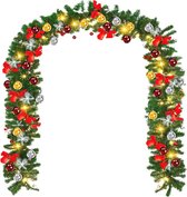 Guirlande LED Noël 5 M - 100 Lumières Blanc Chaud Avec Boules Rouges/Dorées Et Flocons De Neige - 13