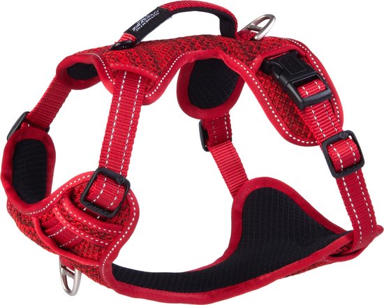 Rogz Explore Tuig Gevoerd Rood - Hondenharnas - 43-59 cm