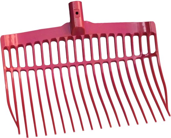 Roze mestvork met rechte tanden, geen steel.