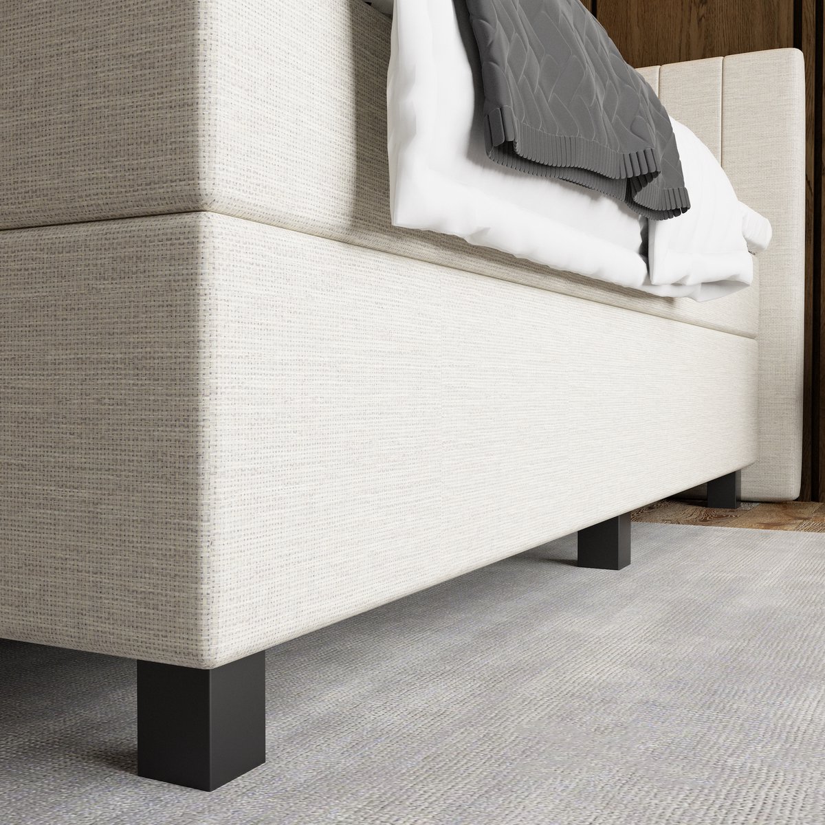 Mörgenn Boxspring Douze - Pocketvering - 12-Baans Hoofdbord - Beige - 180x200 cm - Inclusief Dekbed en Kussens thumbnail 8