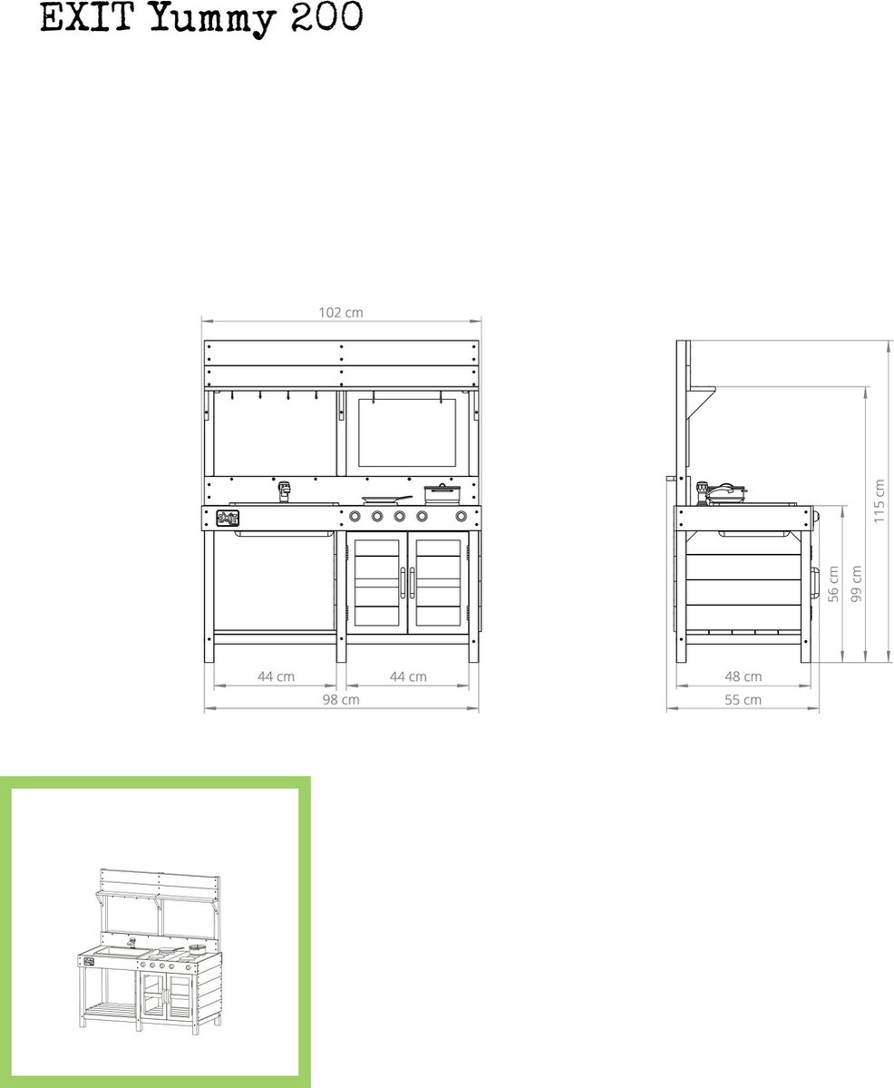 EXIT Yummy 200 Houten Buitenkeuken - Modderkeuken - Speelkeuken voor Buiten - Kinderen - FSC Hout - Naturel — afbeelding 9